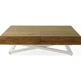 WFL GROUP Couchtisch Cavetta U Braun Eiche 120-200 x 80 x 27-76 cm