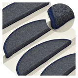 vidaXL Treppenmatten 15 Stk. Dunkelgrau und Blau 65x24x4 cm