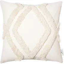 Tom Tailor Dekokissen TOM TAILOR HOME "Fluffy Rhomus", beige (natur, beige, creme, unifarben), B:45cm L:45cm, Baumwolle, Polyester, Dekokissen_Sitzkissen_Kissenhüllen, mit aufgesetzten, fluffigen Rautenmotiv, Kissenhülle ohne Füllung