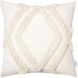 Tom Tailor Dekokissen TOM TAILOR HOME "Fluffy Rhomus", beige (natur, beige, creme, unifarben), B:45cm L:45cm, Baumwolle, Polyester, Dekokissen_Sitzkissen_Kissenhüllen, mit aufgesetzten, fluffigen Rautenmotiv, Kissenhülle ohne Füllung