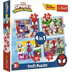 TREFL 34611 4 in 1 Puzzle 12,15, 20, 24 Teile - Marvel Spidey