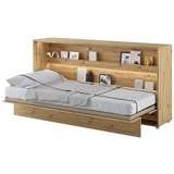 MEBLINI Schrankbett Bed Concept - Wandbett mit Lattenrost - Klappbett mit Schrank - Wandklappbett - Murphy Bed - Bettschrank - BC-06-90x200cm Horizontal - Artisan Eiche