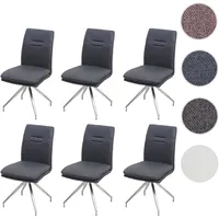 Mendler 6er-Set Esszimmerstuhl HWC-H70, Küchenstuhl Lehnstuhl Stuhl, Stoff/Textil Edelstahl