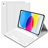 Lielax Hülle mit Tastatur für iPad A16 11 Generation 2025/10 Generation 2022 (11/10.9 Zoll), Magnetische Abnehmbare Tastatur Hülle für iPad 11./10. Gen, QWERTZ-Layout Keyboard- Grau