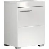 WELLTIME Waschbeckenunterschrank 1 Tür 40 x 56 x 34 cm Weiß/Weiß Hochglanz