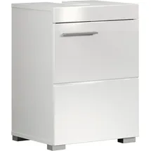 WELLTIME Waschbeckenunterschrank 1 Tür 40 x 56 x 34 cm Weiß/Weiß Hochglanz