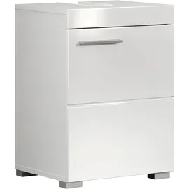 WELLTIME Waschbeckenunterschrank 1 Tür 40 x 56 x 34 cm Weiß/Weiß Hochglanz