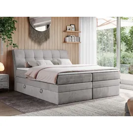 MKS Boxspringbett GOLD-10 KING 160/200 Hellgrau Velvet - H4