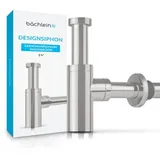 Bächlein Premium Design für Waschbecken & Waschtisch [Edelstahl gebürstet] Premium Design Siphon fürs Waschbecken