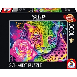 Schmidt Spiele Puzzle Neon Regenbogen-Leopard, 1000 Puzzleteile