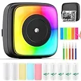 HUIJUTCHEN Mini Drucker, Wireless Bluetooth Fotodrucker Tragbarer Thermodrucker Smartphone Taschendrucker Kompatibel mit Android & iOS mit 10 Rollen Papier für Studium Notizen Fotos (Bunt)