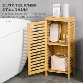 kleankin Badschrank Badezimmerschrank, Bad Beistellschrank mit Lamellentür, 2 Fächern, Aufbewahrungsschrank für Badezimmer, Wohnzimmer, Natur, 30 x 19,9 x 70 cm