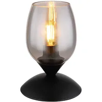 GLOBO Tischlampe Nachttischlampe Tischleuchte Rauchglas Touch Schlafzimmerlampe h 18cm