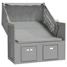 vidaXL Strandkorb mit Dach Poly Rattan und Massivholz Grau