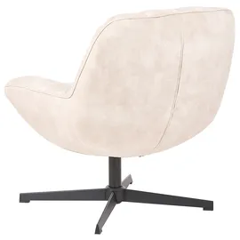 Beliani Drehsessel LIA Samt 70 x 75 x 70 cm Beige mit Hocker