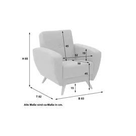 Max Winzer Sessel Jerry Flachgewebe 83 x 85 x 0 cm Beige