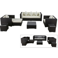 OUTFLEXX Loungemöbel-Set, braun, Polyrattan, für 6 Personen, inkl. Kaffeetisch, wasserfeste Kissenbox