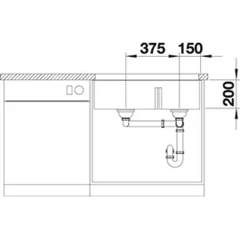 Blanco Subline 430/270-U links felsgrau + Handbetätigung + InFino