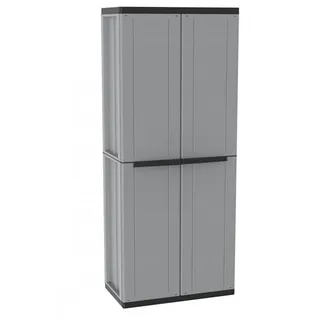 Kreher Mehrzweckschrank Kunststoffschrank 'J-Line' mit Spindfach (Schwarz/Grau) grau|schwarz