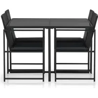 vidaXL Polyrattan Garten-Set 44443 5-tlg. schwarz mit Auflagen
