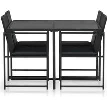vidaXL Polyrattan Garten-Set 44443 5-tlg. schwarz mit Auflagen