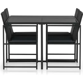 vidaXL Polyrattan Garten-Set 44443 5-tlg. schwarz mit Auflagen