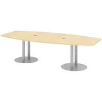 Bümö Konferenztisch, Ahorn, Silber, Nachbildung,Ahorn, Oval, 280x74x130 cm, FSC