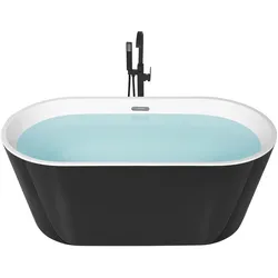 Badewanne freistehend schwarz-weiß oval 150 x 75 cm HAVANA