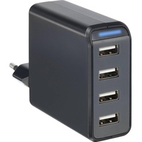 Voltcraft SPAS-4800/4-N USB-Ladegerät Steckdose Ausgangsstrom (max.) 4800 mA Anzahl Ausgänge: 4 x USB