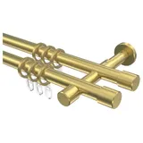 Interdeco Gardinenstange Prestige Santo, Ø 20 mm, 2-läufig, Wandmontage, Messing-Optik goldfarben Ø 20 mm x 240 cm