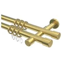 Interdeco Gardinenstange Prestige Santo, Ø 20 mm, 2-läufig, Wandmontage, Messing-Optik goldfarben Ø 20 mm x 240 cm