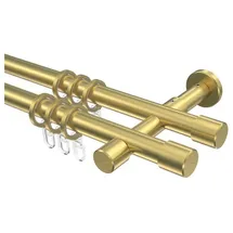 Interdeco Gardinenstange Prestige Santo, Ø 20 mm, 2-läufig, Wandmontage, Messing-Optik goldfarben Ø 20 mm x 240 cm