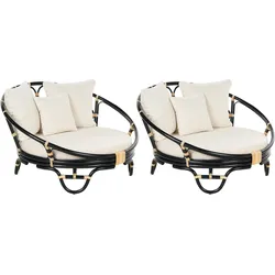 2er Set Sonneninsel Rattan Schwarz ROSSANO