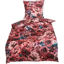 Traumschlaf Blütenpoesie Floral Rot 155 x 220 cm + 80 x 80 cm