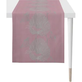 APELT Tischläufer Nora - Herbstzeit, Jacquard, Herbstdeko, Herbst (1-tlg), Fleckschutz grau|rosa