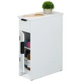 Relaxdays Nischenschrank, Schublade, 2 Schrankfächer, HxBxT: 61,5 x 21 x 46 cm, Bad und Küche, MDF, Beistellregal, weiß
