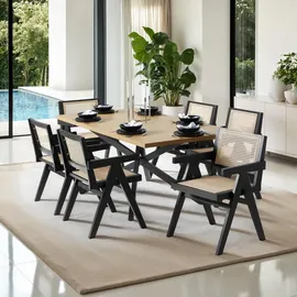 Tectake tectake® Armlehnstuhl, Boho-Stil 59 x 56,5 x 82,5 cm, Belastbarkeit 120 kg