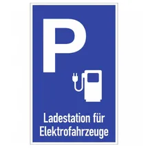 Dreifke Parkplatzschild-Ladestation für Elektrofahrzeuge 25 x 40 cm Blau