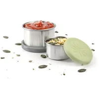 Lekkabox Dipper, 2er Set (Stone) - auslaufsichere Mini Saucen Behälter | Kleine Döschen für Dressing und Dip To Go | Bento Box Lunchbox Zubehör