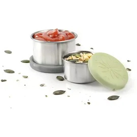Lekkabox Dipper, 2er Set (Stone) - auslaufsichere Mini Saucen Behälter | Kleine Döschen für Dressing und Dip To Go | Bento Box Lunchbox Zubehör