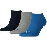 Puma Unisex Socken, - Sneaker-Socken, Damen, Herren, einfarbig, Vorteilspack Blau/Grau 39-42