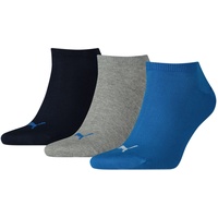 Puma Unisex Socken - Sneaker-Socken, Damen, Herren, einfarbig, Vorteilspack Blau/Grau 39-42