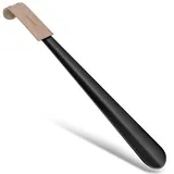ZOMAKE Schuhlöffel Lang 42 CM – Bequemes Anziehen dank Schuhanzieher Lang Metall aus Edelstahl, Schuhlöffel Metall Ledergriff, Ergonomisch für Senioren & Erwachsene, Ideales Geschenk(1er Schwarz C)