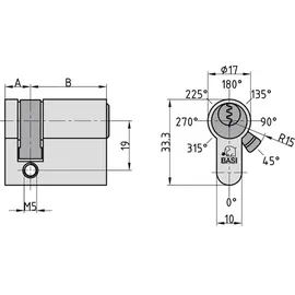BASI 5020-0040 Profilhalbzylinder 10/70 mm