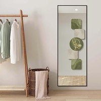 Goezes Standspiegel Ganzkörperspiegel mit Schwarz Metallrahmen 40x160cm Rechteckig Wandmontage Spiegel groß Wandspiegel Schwarz für Schlafzimmer Wohnzimmer Badezimmer Flur und Ankleideraum