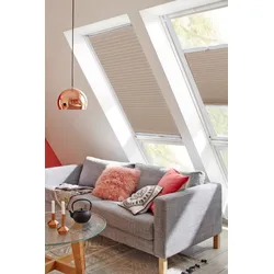 Dachfensterplissee SUNLINES "StartUp Style Honeycomb VD", beige (sand, weiß), B:61,4cm H:115,9cm, Obermaterial: 100% Polyester, Plissees, mit Führungsschienen
