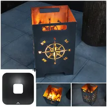 teileplus24 FT04 Feuertonne + Feuerplatte | Komplettset | Feuerkorb + Grillplatte Grillring