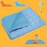 Donubiiu Kühlmatte Hunde, Hundekühlmatte Selbstkühlend Krallenfest, Atmungsaktiv Waschbares Hundekissen für Sommer, XS-XXL (Blau,XXL-150X100)