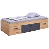 Inter Link SAS Stauraumbett Liora 90 x 200 cm Eiche grau