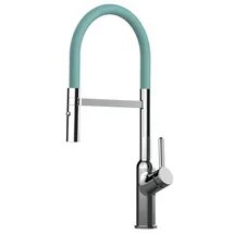 VIZIO Wasserhahn Küchenarmatur BOD mit 360° Schwenkbarem Auslauf Abnehmbare 2 Strahl Handbrause Verchromt Türkis